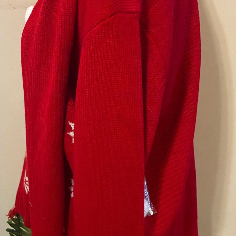 Holiday Time Penguin Sweater Sz L Matching Scarf Red Snowflake Christmas  NWOT - Picture 5 of 10
